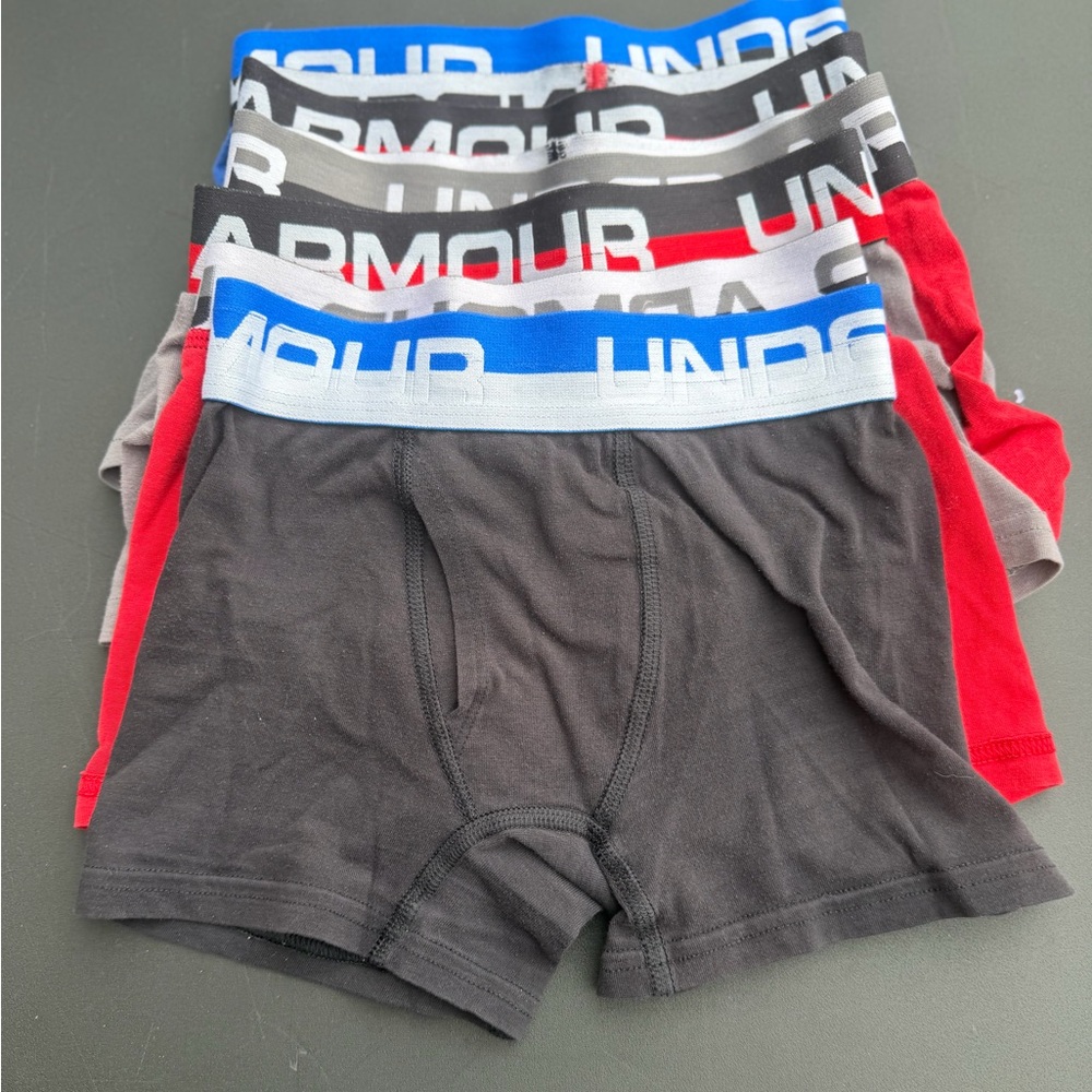 Under Armour Boys Boxer Briefs - Black, Red, Gray, Blue Waistband XS